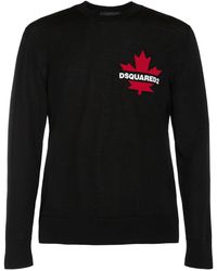 DSquared² - Logo Jacquard Wool Crewneck Sweater - Lyst