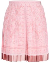 Versace - Barocco Print Pleated Silk Mini Skirt - Lyst