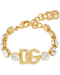 Dolce & Gabbana - Logo-plaque Crystal-embellished Bracelet - Lyst