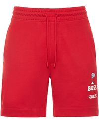 BOSS by HUGO BOSS Baumwolle Shorts Aus Baumwolle bm X Peanuts in Rot für Herren Herren Bekleidung Kurze Hosen Freizeitshorts 