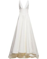 Brandon Maxwell Silk Faille Bodice Ball Gown - White