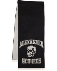 Alexander McQueen - Varsity Logo Skul Scarf - - Wool - Black/ivory - Lyst