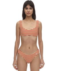 Solid & Striped Elle Striped Ribbed Lycra Bikini Top - Orange