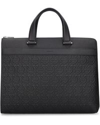 Ferragamo - Logo Embossed Leather Briefcase - Lyst