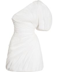 Chloé - Draped Ramie Voile One-sleeve Mini Dress - Lyst