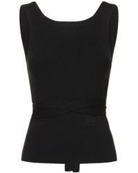 Patou - Ribbed Knit Sleeveless Wrap Top W/ Laces - Lyst