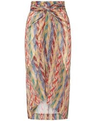 Etro - Printed Cotton & Silk Midi Sarong Skirt - Lyst