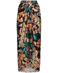 Agua Bendita - Lavanda Floral Print Maxi Sarong Skirt/Multi Unique - Lyst