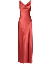Alberta Ferretti - Satin Evening Dress With Draped Neckline And Cut-Out Back - Lyst