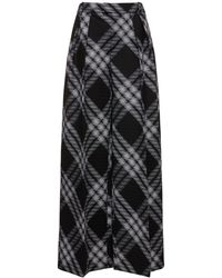 Burberry - Check Wool Knit Wide Pants - Lyst