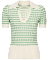 Zimmermann - Everley Cotton Blend Knit Polo Top/Cream - Lyst