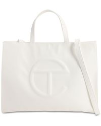 Telfar Medium Embossed Faux Leather Tote Bag - White