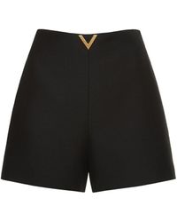 Valentino - V Metal Wool & Silk Crepe Mini Shorts - Lyst
