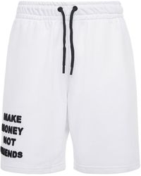 MAKE MONEY NOT FRIENDS Logo Neon Cotton Jersey Sweat Shorts - White