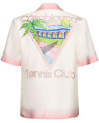 Casablancabrand - Hemd Aus Seide Mit Tennis Club-motiv - Lyst