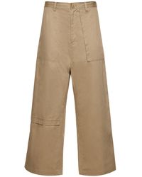 Yohji Yamamoto - Pantalones rectos de sarga de algodón - Lyst