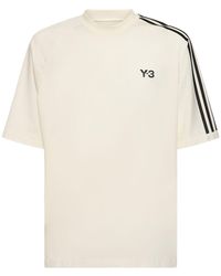 Y-3 - T-shirt Aus Baumwolle Mit Streifen- Und Logodruck - Lyst