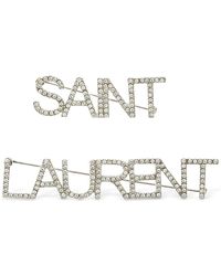 Saint Laurent Set Of 2 Crystal Pins - Metallic