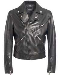 Versace - Leather Biker Jacket - Lyst