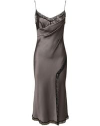 Alberta Ferretti - Satin & Lace Midi Dress - Lyst