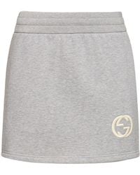 Gucci - Fleece Cotton Mini Skirt - Lyst