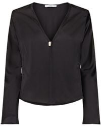 SARA CRISTINA - Damen Langarmshirt Aus Seide Mit Perle „Nerea“ - Lyst
