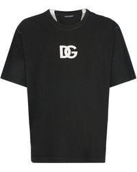 Dolce & Gabbana - T-shirt in cotone stampa logo DG - Lyst