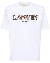 Lanvin - T-shirt Aus Baumwolle Mit Logo "curb" - Lyst