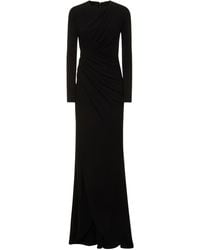 Elie Saab - Draped Jersey Long Dress W/Split - Lyst