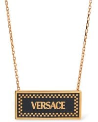 Versace - Emaillierte Halskette Aus Metall Mit Logo - Lyst