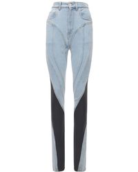 Mugler - Jeans Vita Alta In Denim E Jersey Stretch - Lyst