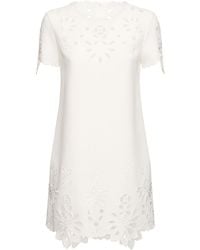 Ermanno Scervino - Embroidered Cady Short Sleeve Mini Dress - Lyst
