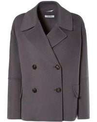 Max Mara - Cape Wool Double Breasted Jacket - Lyst