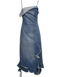 Acne Studios - Ruffled Denim Self-tie Midi Dress - Lyst