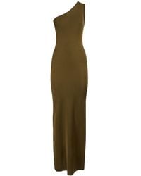 Saint Laurent - One Shoulder Long Silk Dress - Lyst