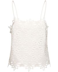 Ermanno Scervino - Embroidered Cotton Blend Sleeveless Top - Lyst