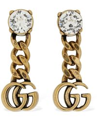 Gucci - Gg Marmont Drop Earrings W/ Crystal - Lyst
