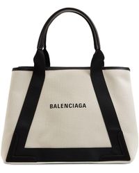 Balenciaga - Md Navy Cabas Canvas Tote Bag - Lyst
