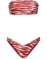 The Attico - Printed Lycra Bandeau Bikini Set - Lyst
