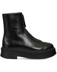 The Row - Zippered Platform Leather Combat Boots - Lyst