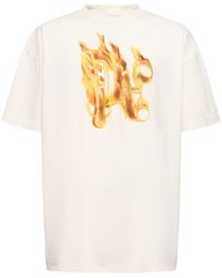 Palm Angels - Burning Monogram Cotton T-shirt - Lyst