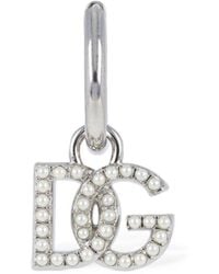 Dolce & Gabbana - Dg Logo Faux Pearl Mono Earring - Lyst