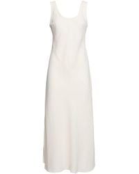 Brunello Cucinelli - Langes Kleid Aus Leinenmischtwill - Lyst