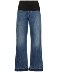 Stella McCartney - Mid Rise Denim & Fabric Wide Jeans - Lyst