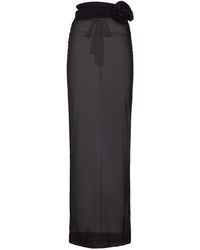 Dolce & Gabbana - Jupe longue en jersey de tulle drapé avec fleur - Lyst