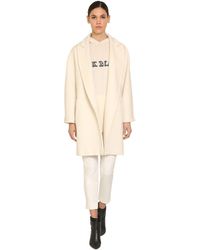 Max Mara Short Belted Wool & Cashmere Coat - White