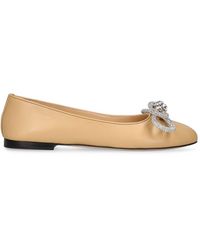Mach & Mach - 10mm Double Bow Leather Ballerina Flats - Lyst