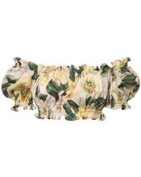 Dolce & Gabbana Топ Из Хлопкового Поплин С Принтом - Желтый