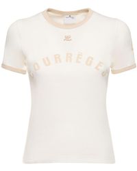 Courreges - Contrast Printed Cotton T-Shirt - Lyst