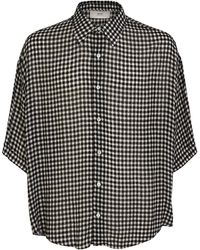 Ami Paris - Check Print Viscose Crepe Shirt - Lyst